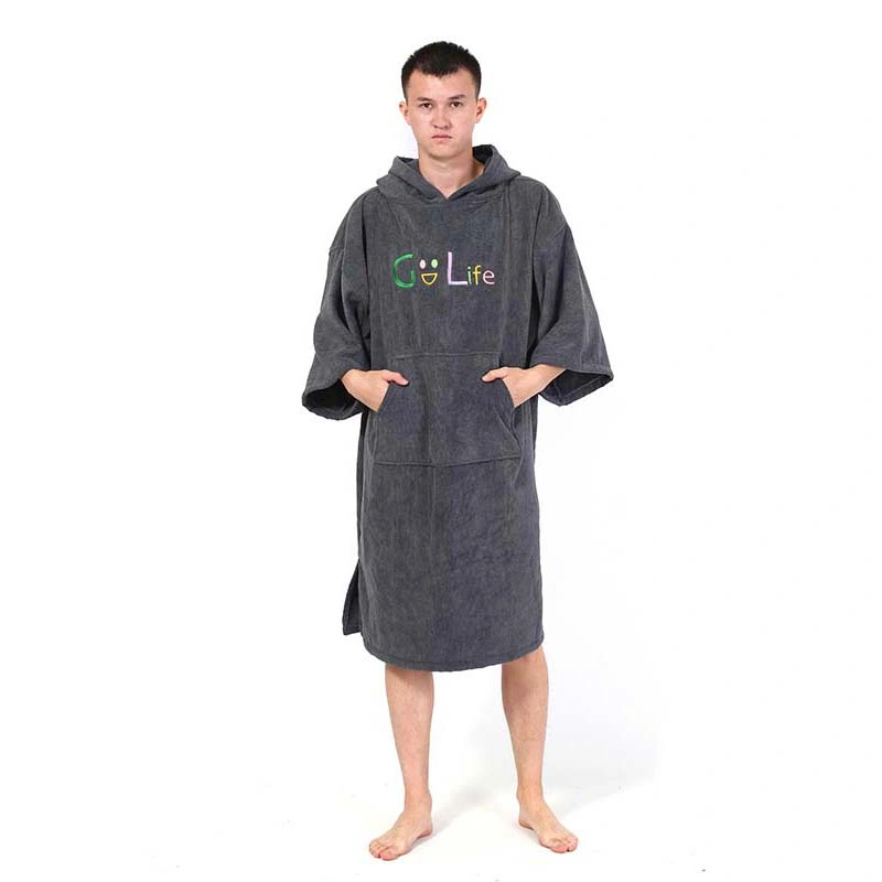 Poncho Towel Custom Logo Soft Microfiber Adult Hooded Beach Changing Towel Surf Poncho Robe Hooded Wetsuit Towel Poncho