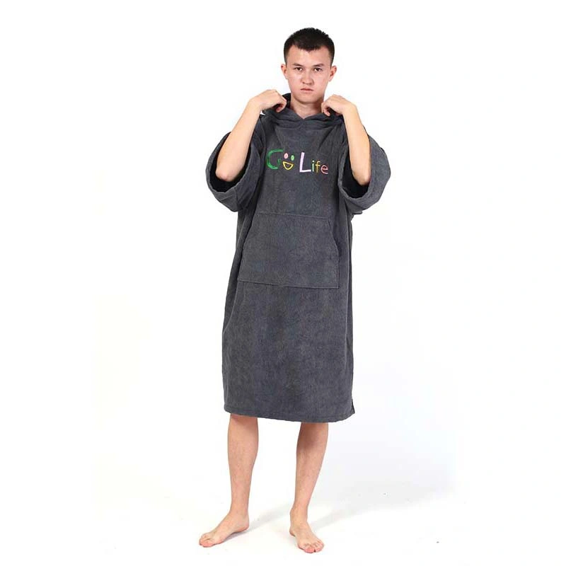 Poncho Towel Custom Logo Soft Microfiber Adult Hooded Beach Changing Towel Surf Poncho Robe Hooded Wetsuit Towel Poncho