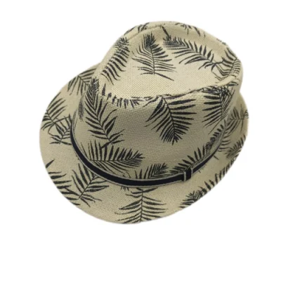 Высококачественная летняя прохладная соломенная шляпа с принтом дерева и бумаги